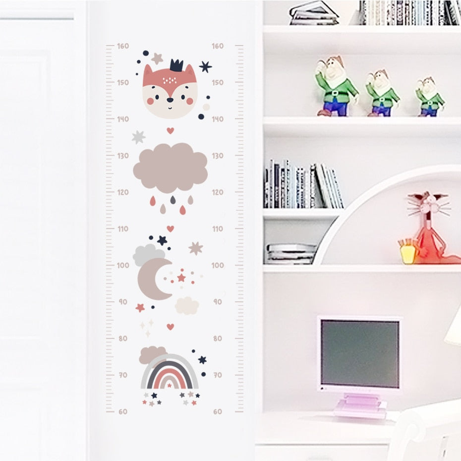 Height Measurement Wall Decals Bear Fox Rainbow