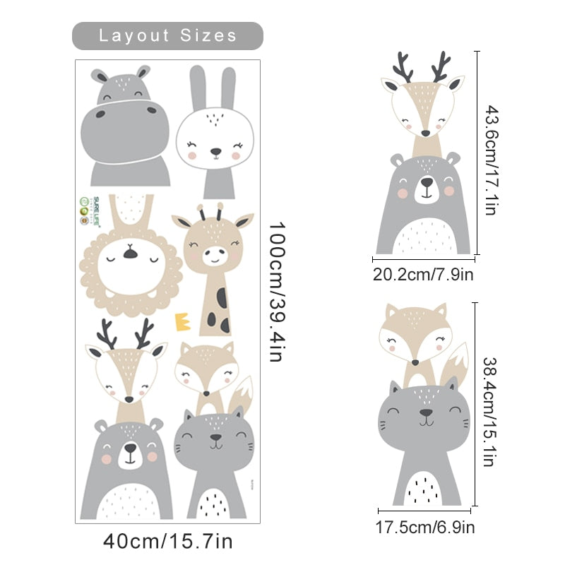 Cartoon Cute Animals Wall Decals