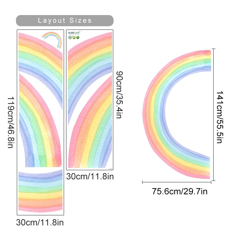 Nursery Wall Decal Large Colorful Rainbow