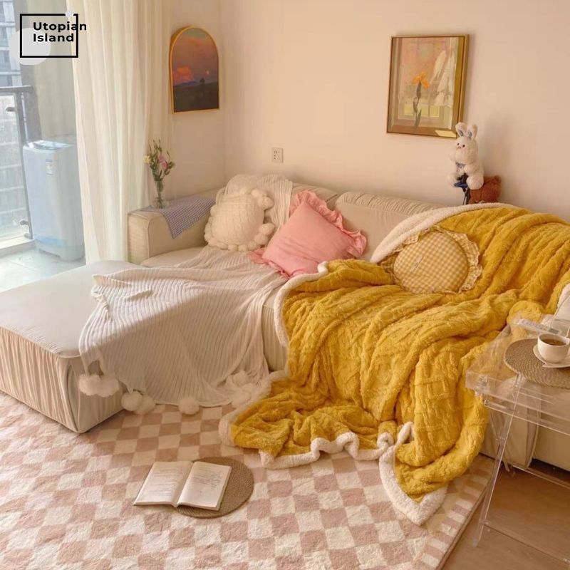 Rectangular Area Rug Khaki Chess