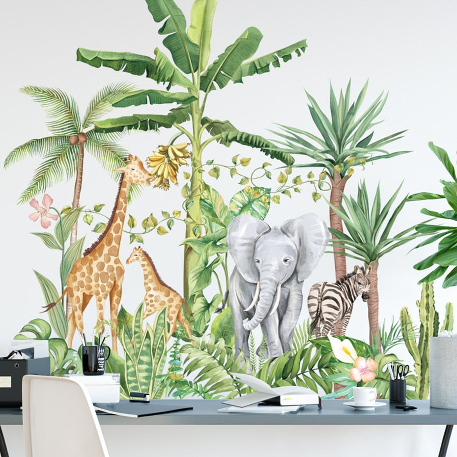 Nursery Wall Decals Tropical Forest Animals