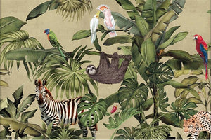 Rainforest Sloth and Animals Wallpaper Mural