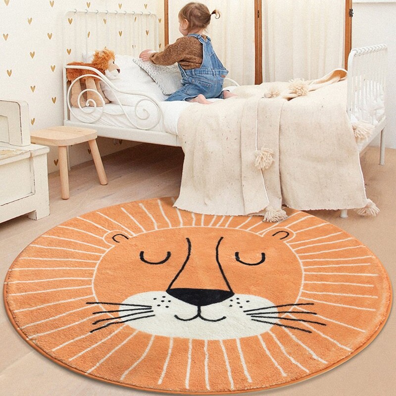 Nursery Area Round Rug Lions