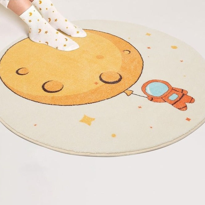 Nursery Area Round Rug Balloon Moon
