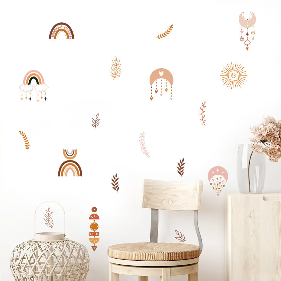 Boho Rainbow Heart Wall Decals