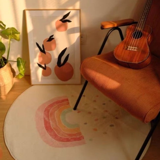 Round Area Rug Cartoon Rainbow