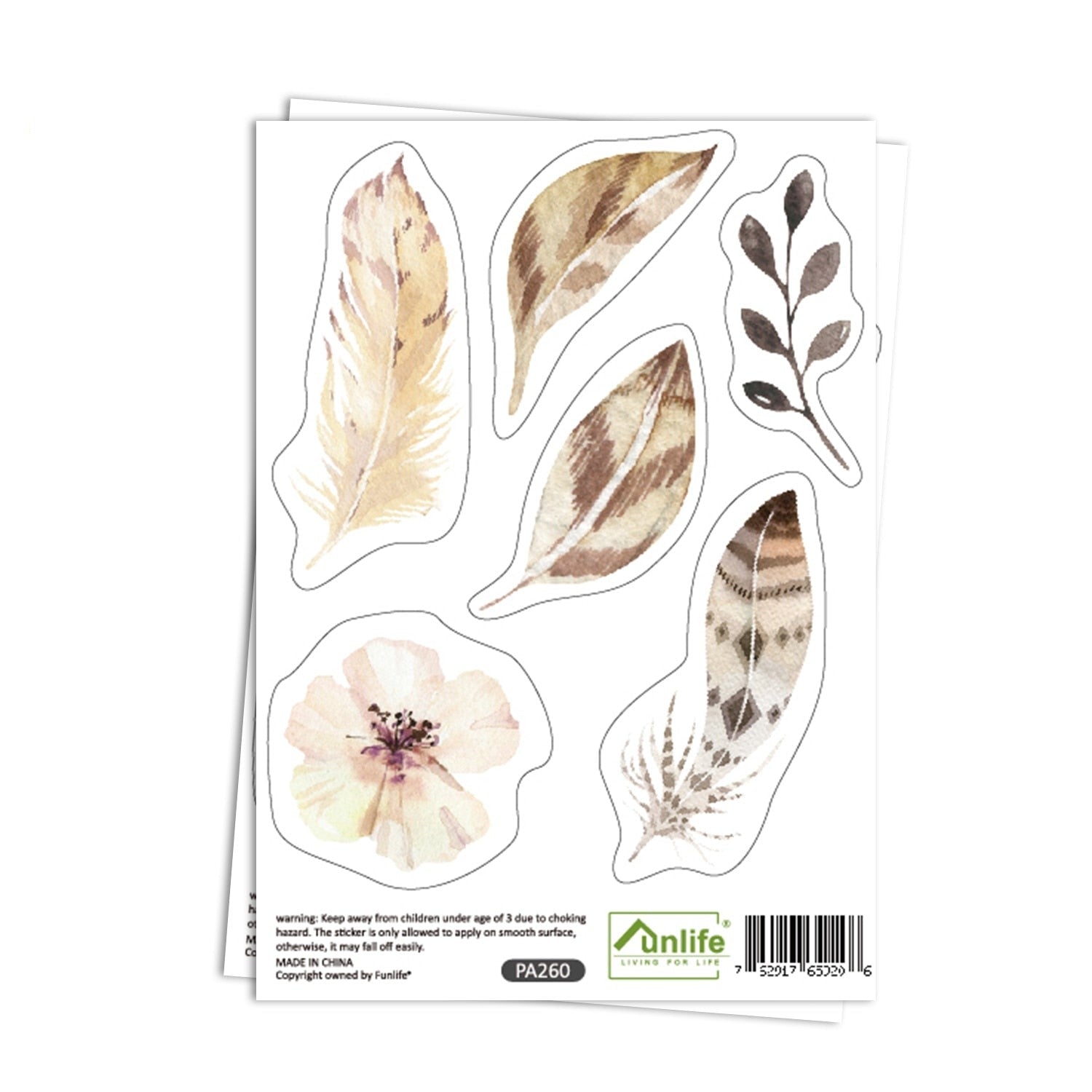 Floral Wall Decals Leaves And Feathers