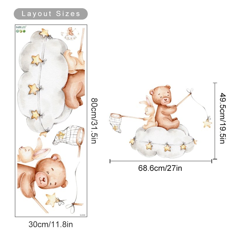 Cartoon Wall Decals Cute Teddy Bears