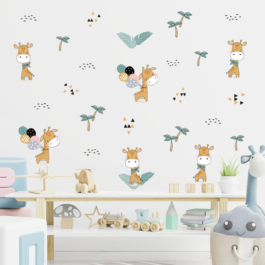 Cartoon Wall Decals Cute Happy Giraffe