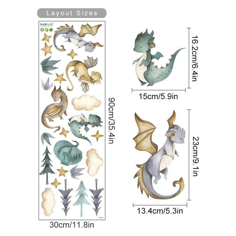 Cartoon Wall Decals Dragon Animals