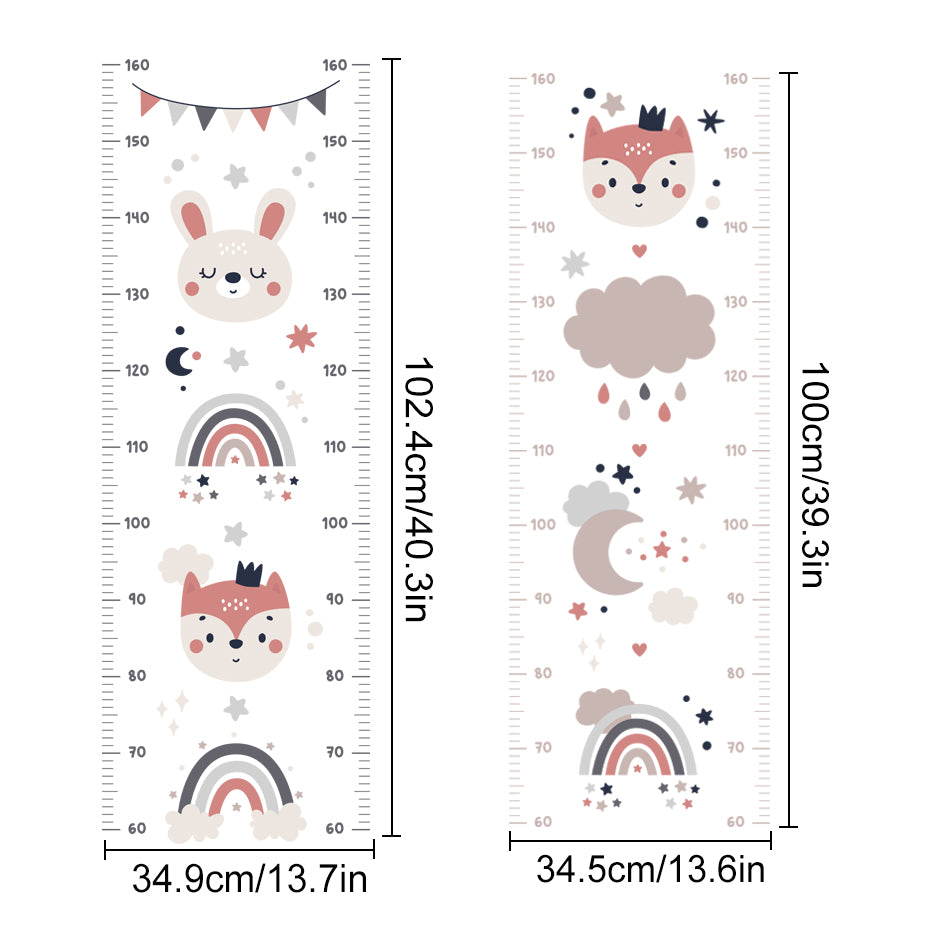 Height Measurement Wall Decals Bear Fox Rainbow