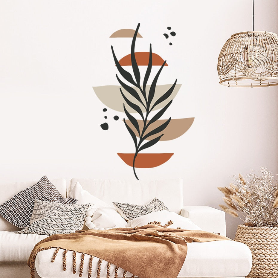 Boho Wall Decal Sun Leaf Botanical Abstract