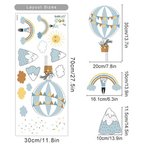 Cartoon Wall Decals Hot Air Balloon Clouds
