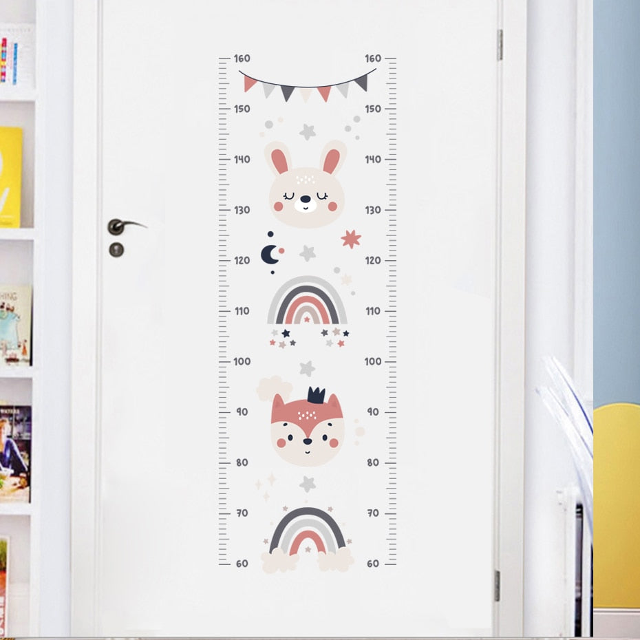 Height Measurement Wall Decals Bear Fox Rainbow