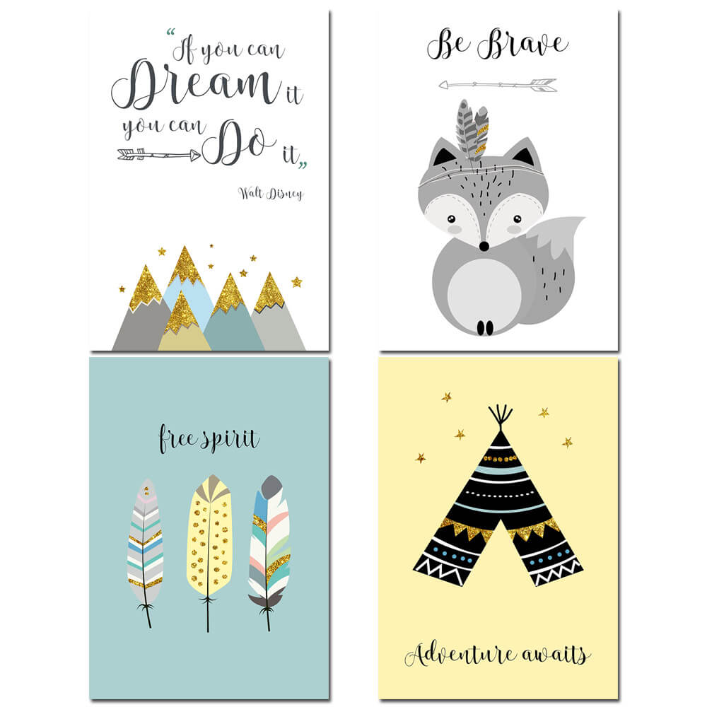 Fox Tribe Woodland Nursery Canvas Posters