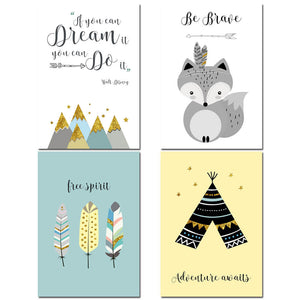 Fox Tribe Woodland Nursery Canvas Posters
