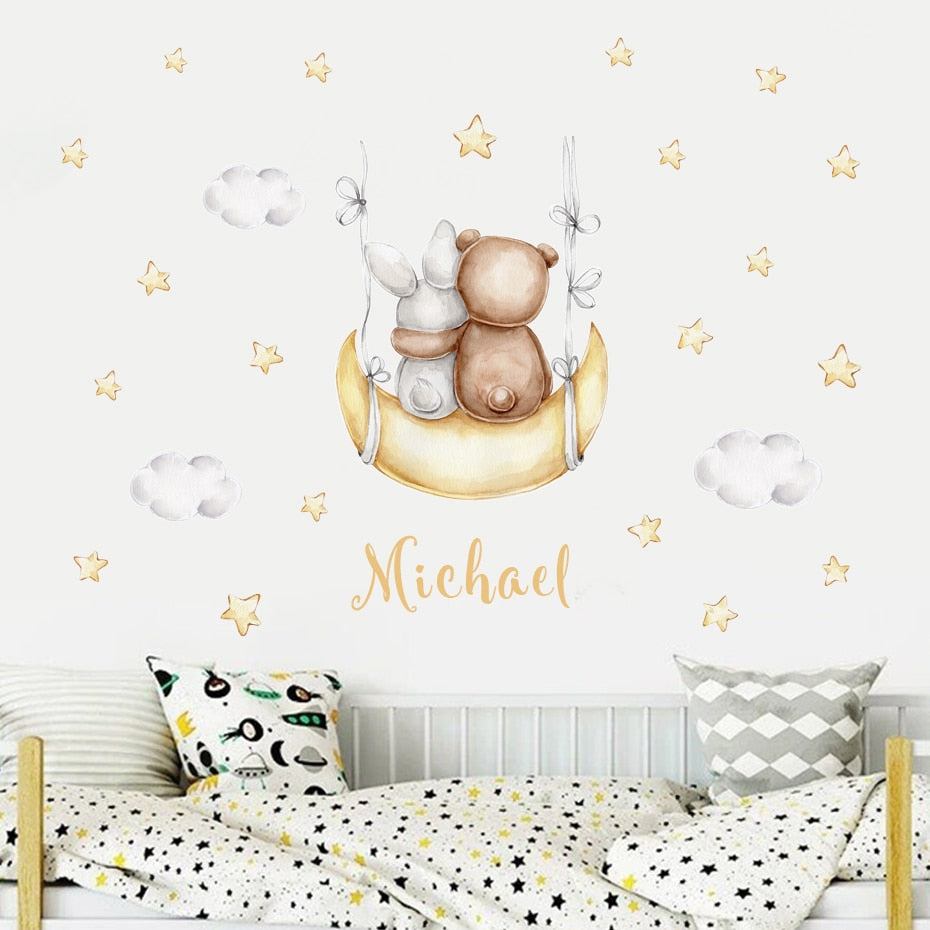 Custom Baby Name Wall Decals Cute Animals