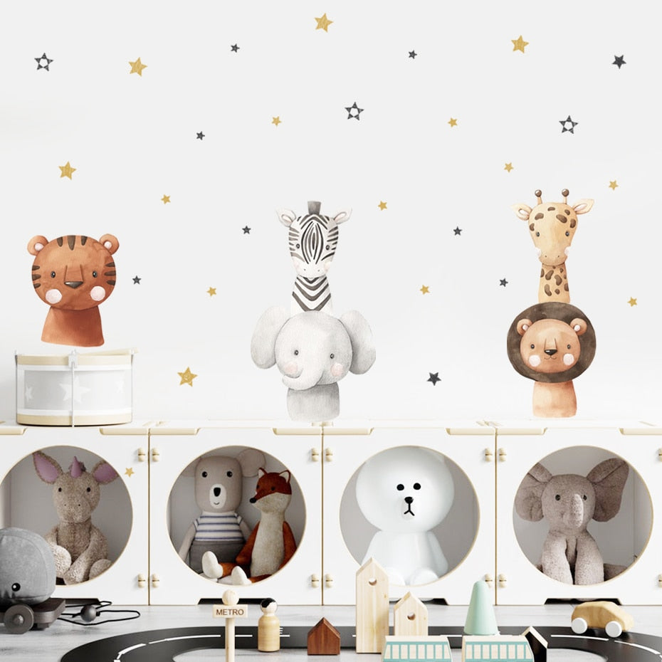 Boho Animals Height Chart Wall Decals