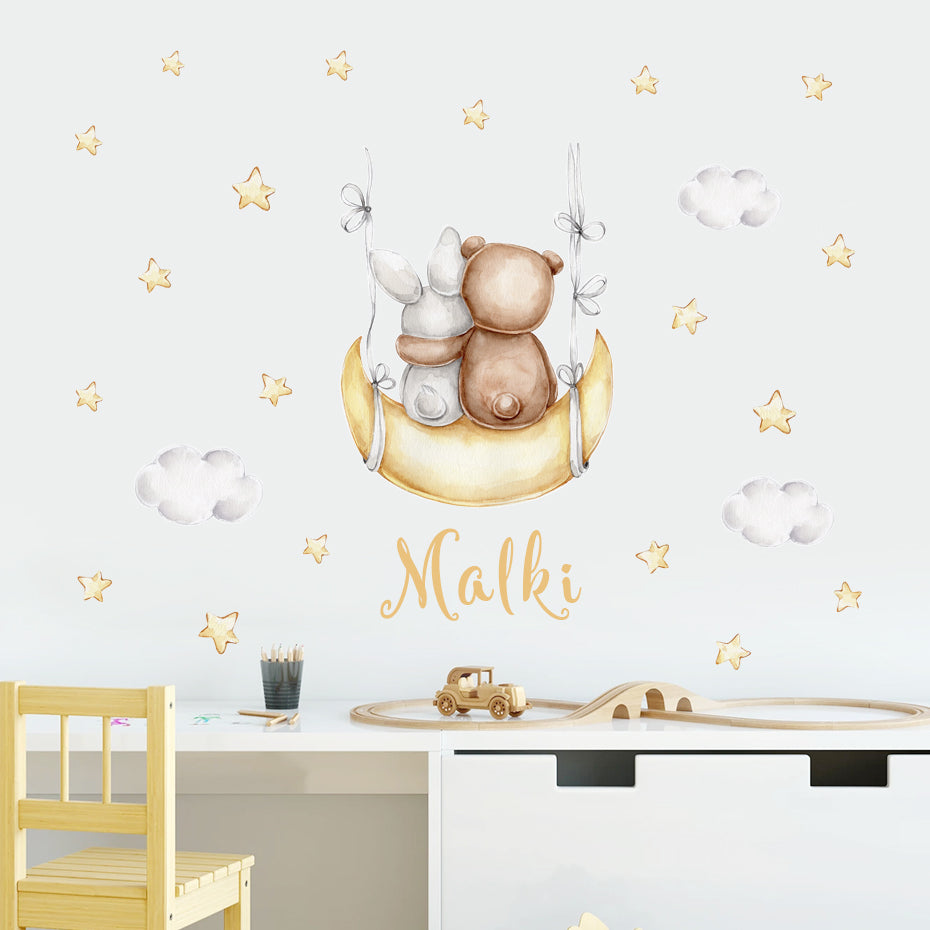 Custom Baby Name Wall Decals Cute Animals