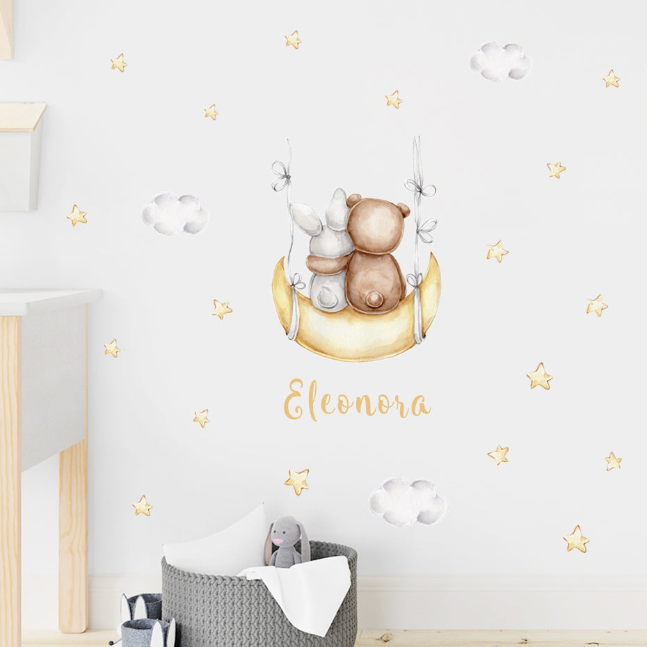 Custom Baby Name Wall Decals Cute Animals