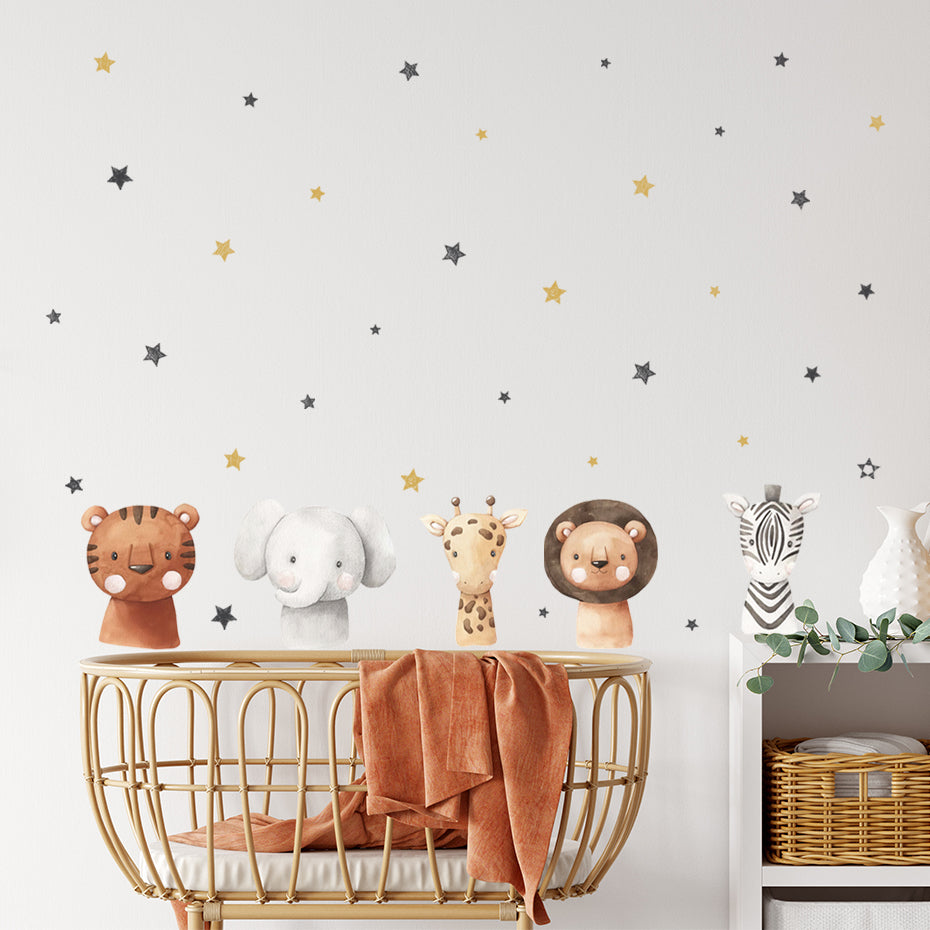 Boho Animals Height Chart Wall Decals