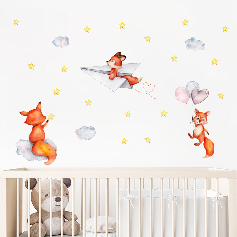Cartoon Cute Fox Wall Decals