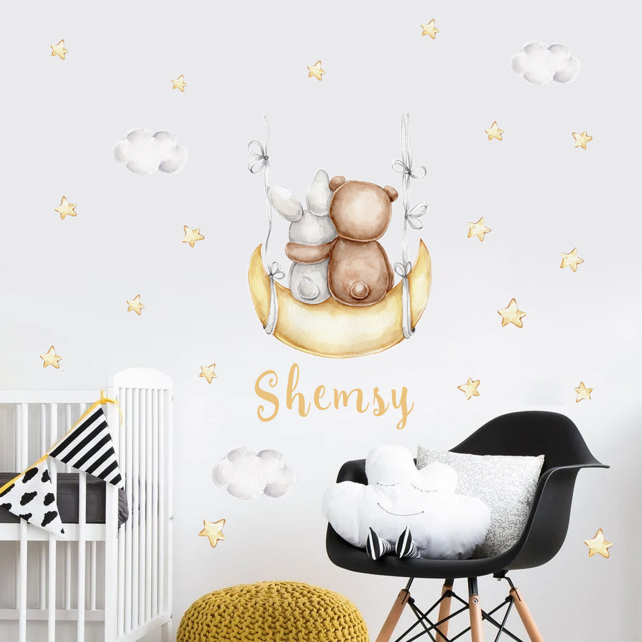 Custom Baby Name Wall Decals Cute Animals