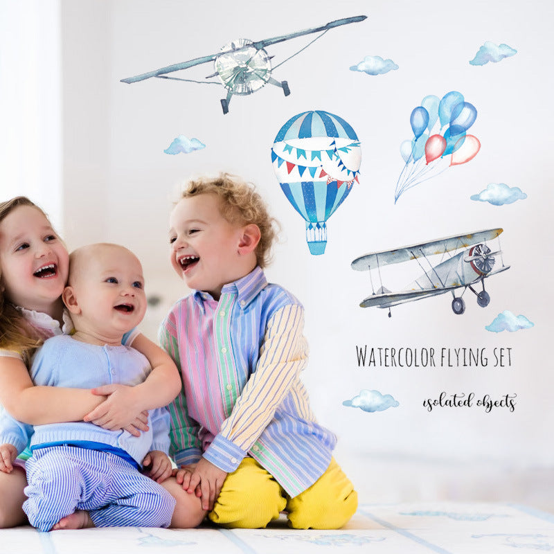 Cartoon Wall Decals Watercolor Classic Planes