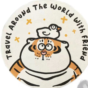 Round Nursery Rug Tiger Year Alphabet
