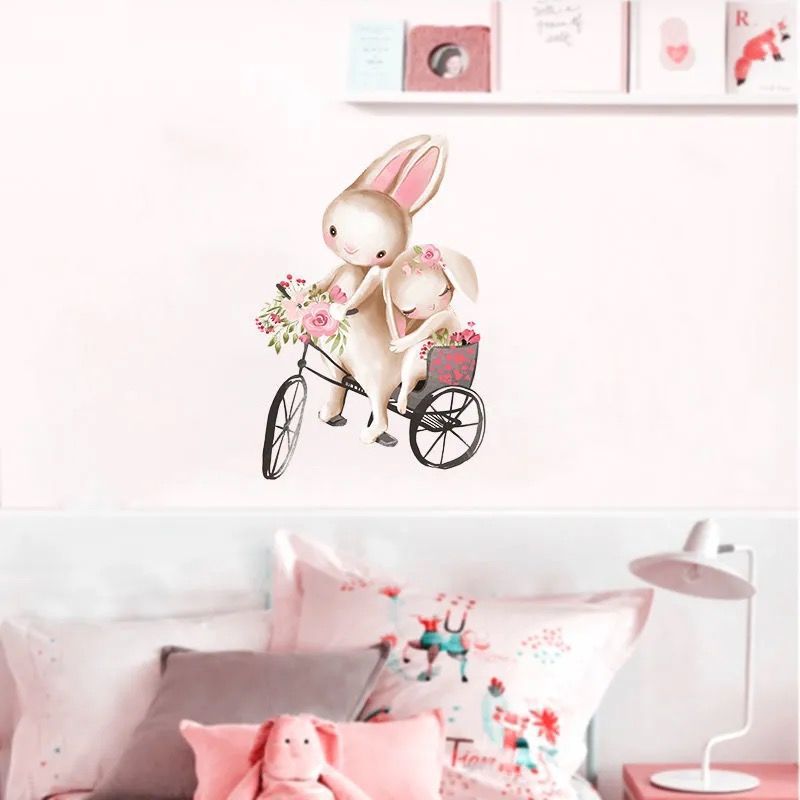 Cartoon Wall Decals Creative Little Rabbits