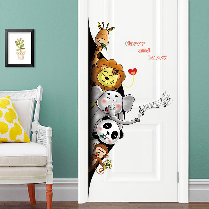 Cartoon Wall Decal Funny Entrance Animals