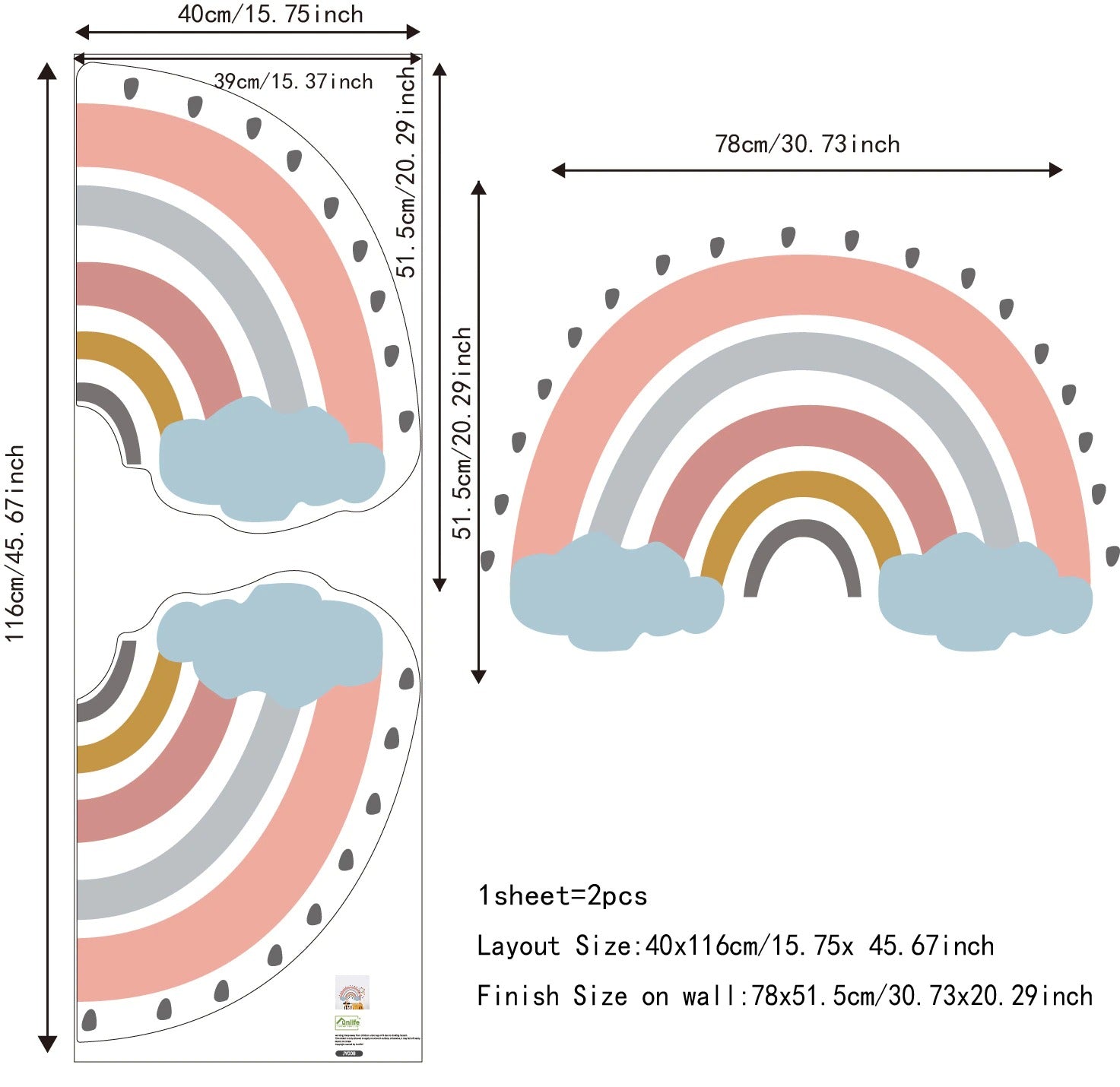 Wall Decals Colorful Rainbows