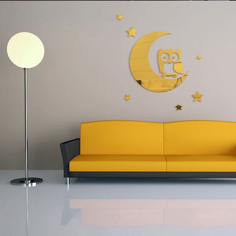 Cartoon Wall Decals Acrylic Mirror Owl