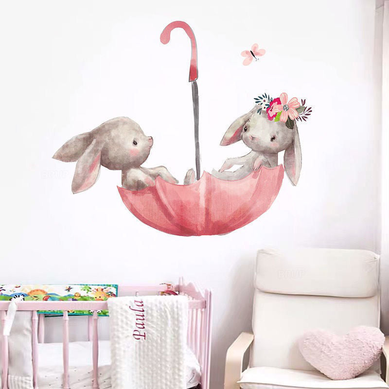 Cartoon Wall Decals Creative Little Rabbits