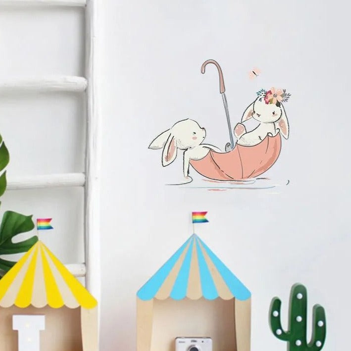 Cartoon Wall Decals Creative Little Rabbits