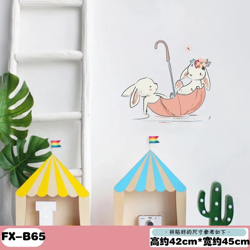Cartoon Wall Decals Creative Little Rabbits