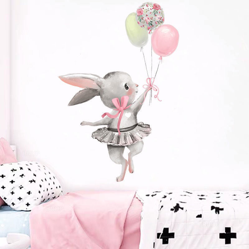 Cartoon Wall Decals Creative Little Rabbits