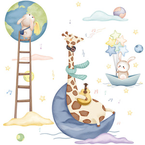 Cartoon Wall Decals Nordic Cute Giraffes