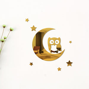 Cartoon Wall Decals Acrylic Mirror Owl