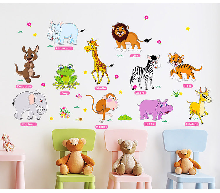 Cartoon Wall Decals Animal Early Education