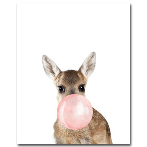 Bubble Animals Pink Nursery Canvas Posters