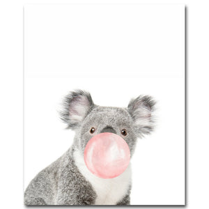 Bubble Animals Pink Nursery Canvas Posters