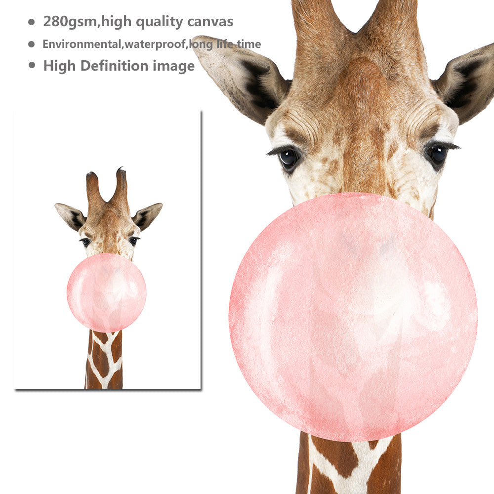 Bubble Animals Pink Nursery Canvas Posters