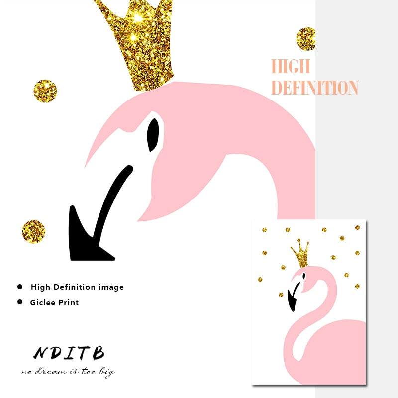 Flamingo Diamond Nursery Canvas Posters