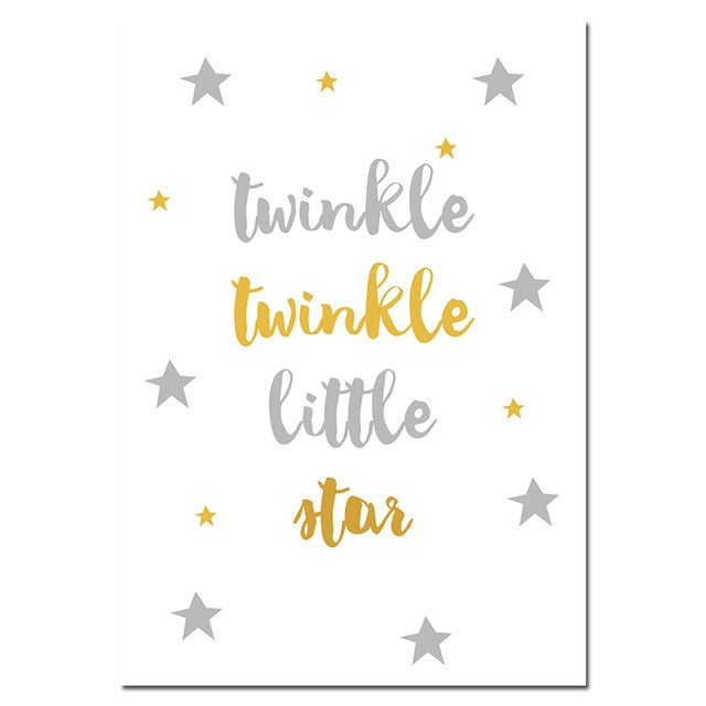 Twinkle Unicorn Horn Nursery Canvas Posters
