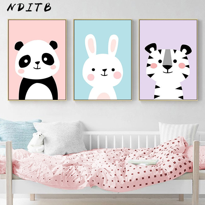 Funny Cute Animals Nursery Canvas Posters