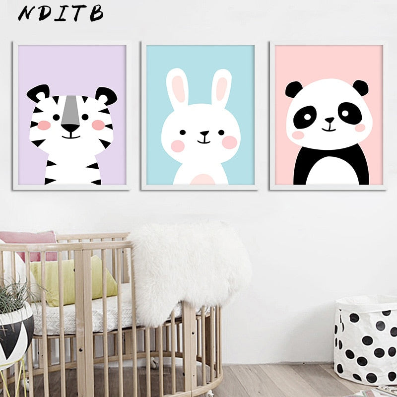 Funny Cute Animals Nursery Canvas Posters