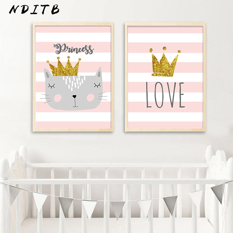 Cat Crown Nursery Canvas Posters