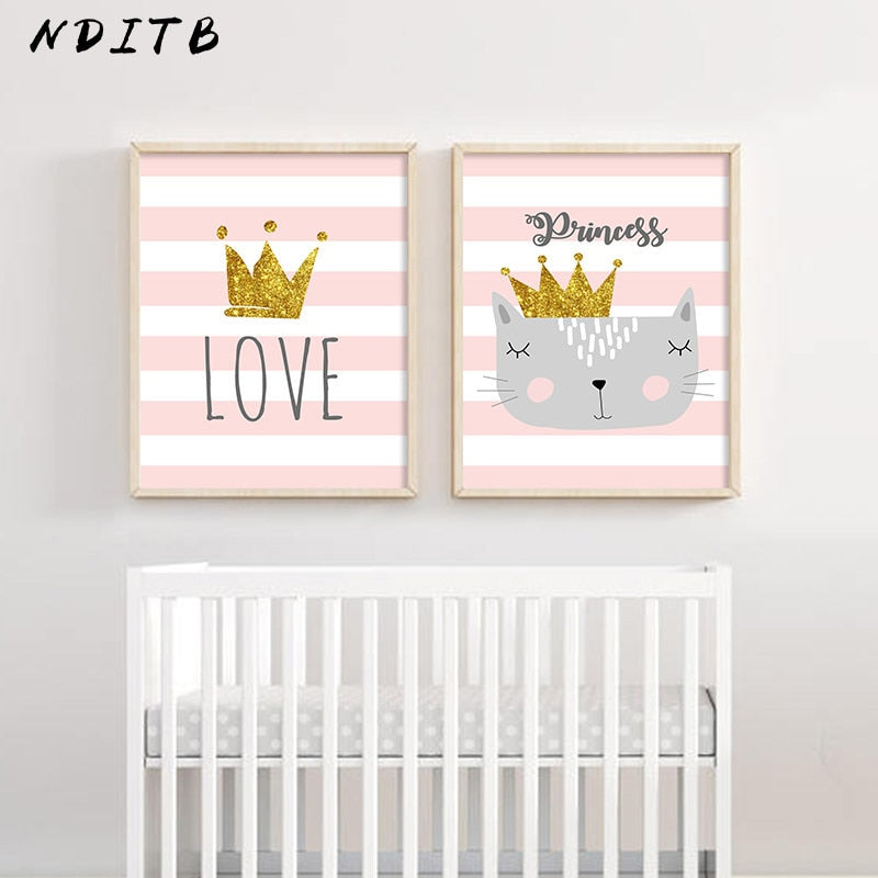 Cat Crown Nursery Canvas Posters