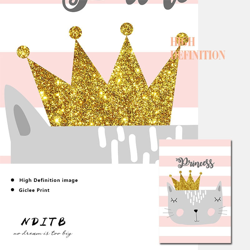 Cat Crown Nursery Canvas Posters